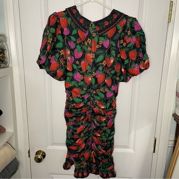 FARM Rio NWT Lady Strawberry Ruched Puff Sleeve Mini Dress Medium - Picture 6 of 12